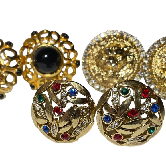 Vintage Lot 3 Pair of Clip On Large Statement Designer Style Earrings Go… - Picture 2 of 7